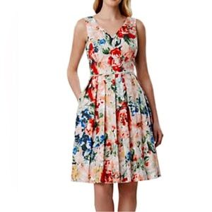 Tahari Multicolor Floral Midi Dress